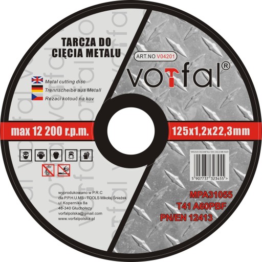 REZNÉ KOTOUČE NA ŠTÍT NA KOV 125 X 1,2 OCEL 10