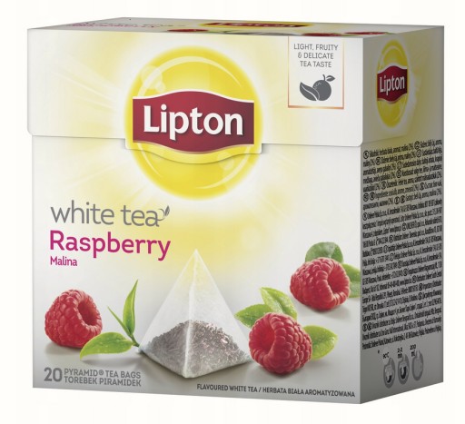 Lipton WHITE čaj s malinami, 20 pyramíd