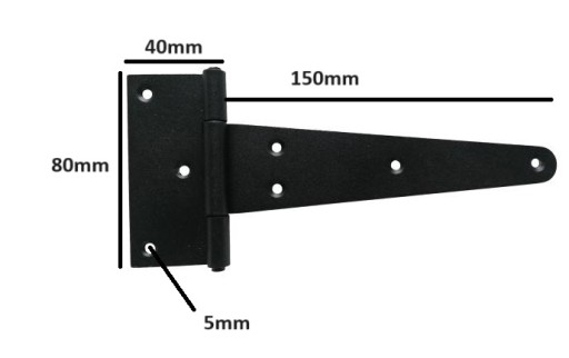 Šikmý altánkový stavebný pánt 150mm, lakovaný na čierno