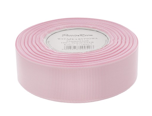 Grogrénová stuha na ozdobu, ozdobná čelenka 25mm 22mb, bledoružová