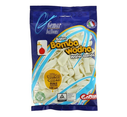 Balóny s vodnou bombou biele 100 ks.