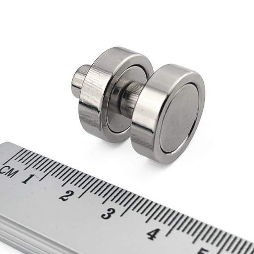 NEODYMIOVÝ MAGNET D20L V POUZDRE S OBJÍMKAMI M4