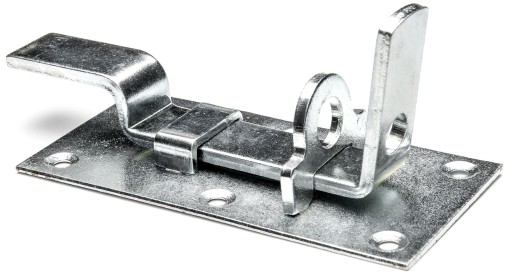 Závora dverí, západka visiaceho zámku, ZAOHNUTÁ 100 mm