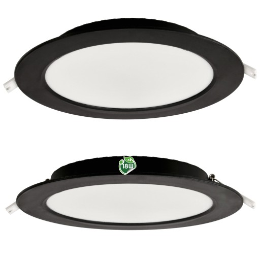 LED stropné svietidlo, zápustné, zápustné, 18W, 1980lm, 4000K, čierne