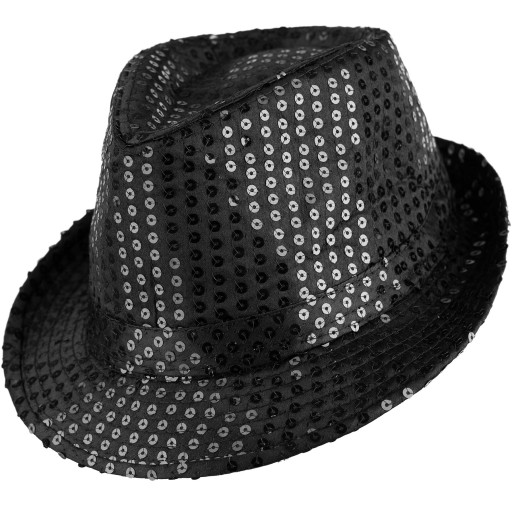 Klobúk FEDORA, flitrové klobúky, BLACK FLITRY