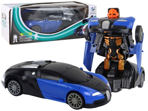 Robotické auto 2v1 Bugatti s modrými svetelnými efektmi