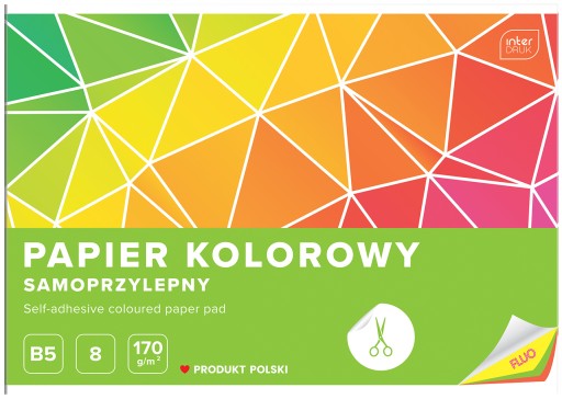 FAREBNÝ SAMOLEPIACI PAPIER B5, 8 NEÓNOVÝCH FARIEB, 170G