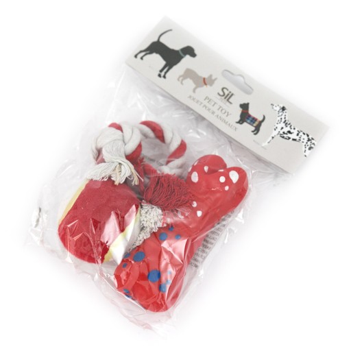 DOG CHEETHER BALL RED TOYS Sada 3 ks