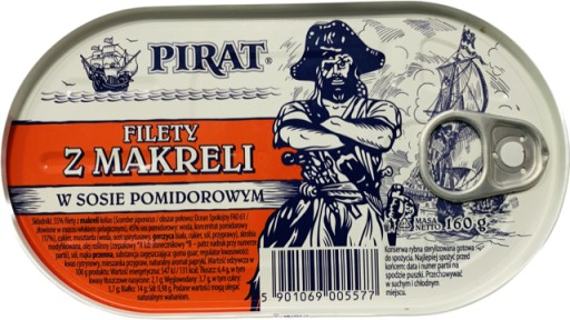 Filety z makrely v paradajkovej omáčke Pirat 0,16 kg