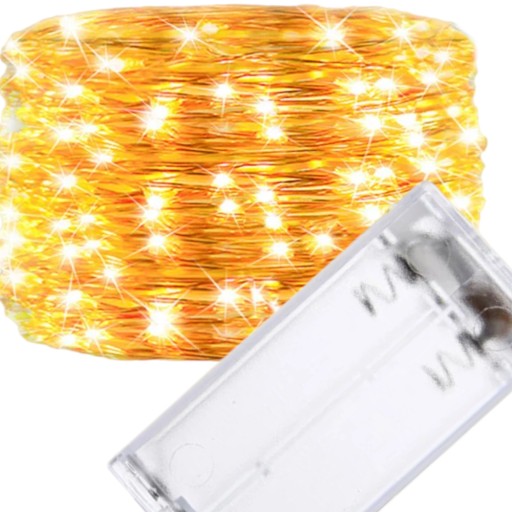 LED LAMPY DRÔTOVÉ NA DEKORACIU BATÉRIOVÉ GARLANDY TEPLEJ FARBY 20 LED