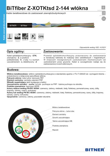 BiTfiber Z-XOTKtsd optický kábel 12J 1x12 1m