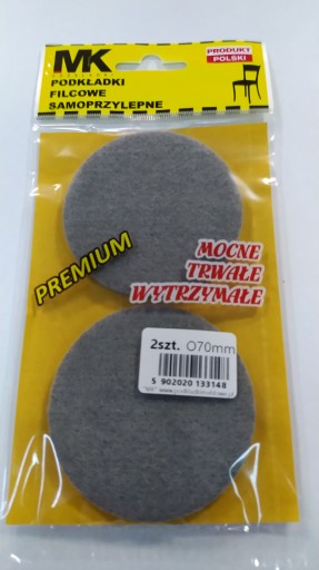 Šedé okrúhle plstené podložky, 70 mm
