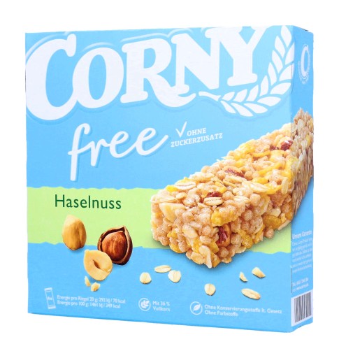 CORNY Tyčinka Lieskové oriešky BEZ CUKRU 6 kusov DE