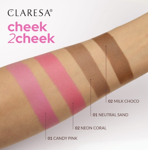 CLARESA CHEEK 2 CHEEK KRÉMOVÁ RUŽOVÁ TYČKA 01 CANDY PINK
