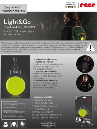 Reflexná LED lampa na kľúče Light&Go REER
