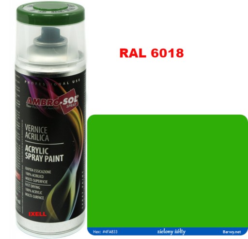 RAL 6018 AKRYLOVÝ LAK SPREJ zelený LESK 1233