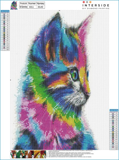 DIAMANTOVÁ VÝŠIVKA diamantová mozaika obrázok mačiatka pre deti, farebný 30x40 cm