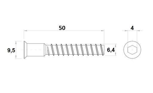 HAFELE Konfirmat Skrutka do dreva 6,4x50 100 kusov