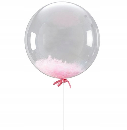 Obrovský priehľadný balón BALL s ružovými pierkami
