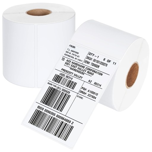 TEPELNÉ SAMOLEPIACIE ETIKETY BIELY 100x150 mm 500 ks PERFORAČNÁ ROLKA