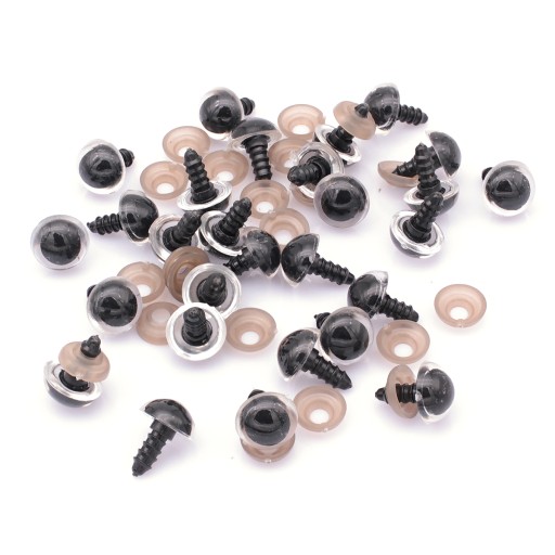 Bezpečné oči pre hračky plastové 12 mm 25 párov