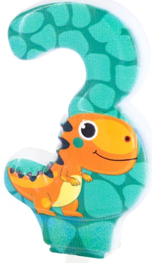 SVIEČKA ČÍSLO 3 TRI DEKORÁCIA NA TORTU DINOSAUR