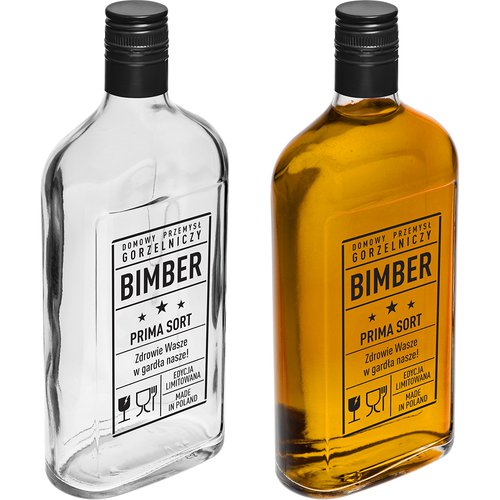 SKLENENÁ FĽAŠA S POTLAČOU BIMBER 0,5L
