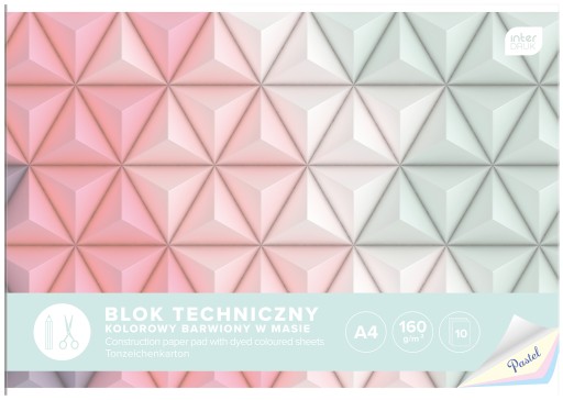 Technický blok A4, farebné PASTELOVÉ listy, 160G
