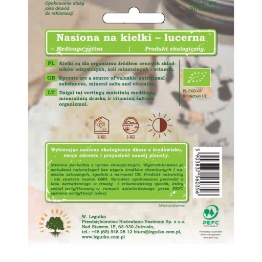 Alfalfa klíčiace semienka 20g BIO - Semienka - W. Legutko
