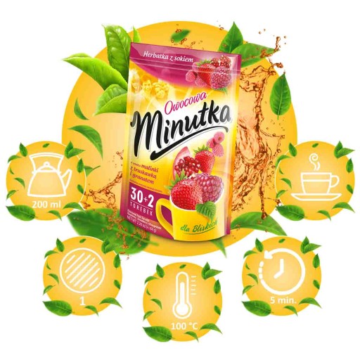 Express Ovocný čaj so šťavou Malina Jahoda Granátové jablko 32 T. Minutka