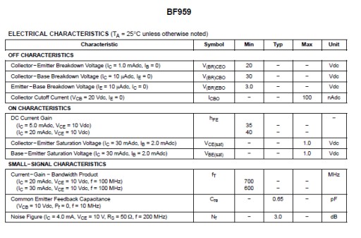 BF959 700 MHz tranzistor