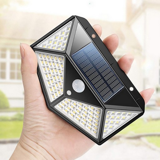 SOLAR LAMPA 100 LED NÁSTENNÁ LAMPA NÁSTENNÁ LAMPA SO SÚMRAKOVÝM SNÍMAČOM POHYBU