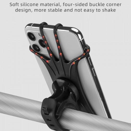 Rockbros LF436BK gumený držiak telefónu na bicykel, flexibilný, univerzálny