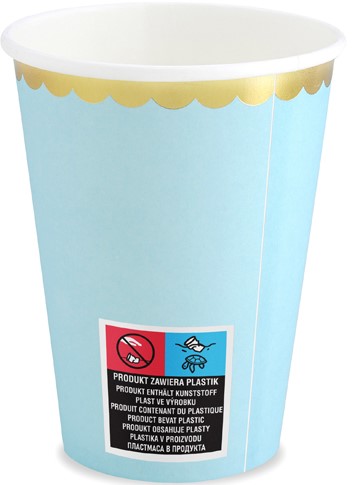 SVETLOMODRÉ papierové poháre na narodeniny 220 ml 6 ks