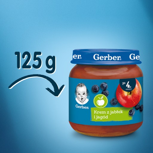 GERBER krémový dezert s jablkami a lesným ovocím 125g