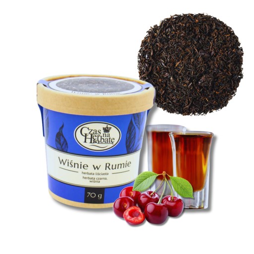 Čierny sypaný čaj ČEREŠNE V ROM 70g šálka