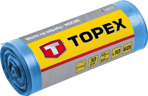 Veľké silné vrecia na odpadky 120L 70x110cm modré 40mic 10 ks.