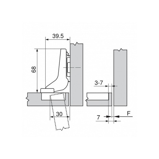 BLUM pánt 110° vnútorný klip BLUMOTION 71B3750