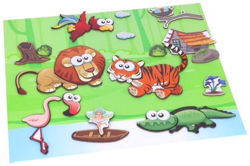 Magnetická skladačka na sucho vymazateľná doska Safari zvieratká
