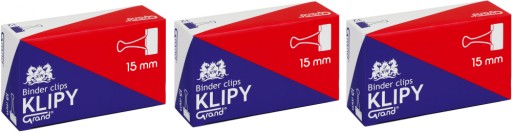 Kancelársky klip Grand 15mm 12ks čierny x 3