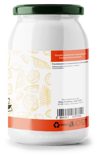 RAFINOVANÝ KOKOSOVÝ OLEJ 900ml Bez zápachu | KOL-POL