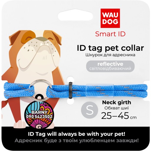 Šnúrka na štítok WAUDOG Smart ID, reflexná, modrá, veľkosť S