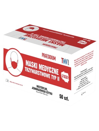 CHIRURGICKÉ OCHRANNÉ MASKY, JEDNORAZOVÉ, 3-IN, ČIERNA, 50 KS PRAESIDIUM