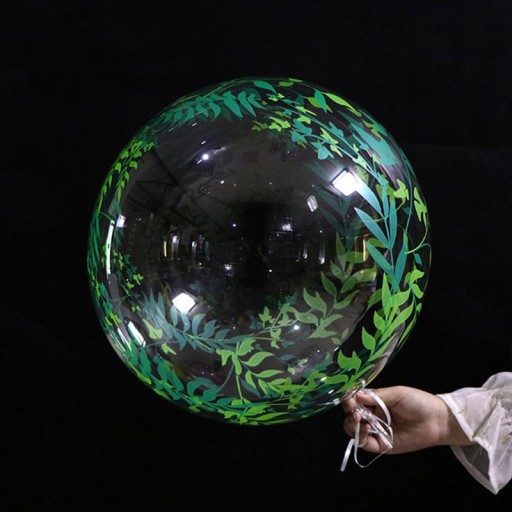 Priehľadný balón s potlačou buxusu, 45 cm