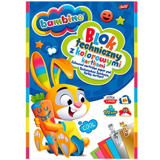 BAMBINO technický blok A4, farba + zlatá a strieborná