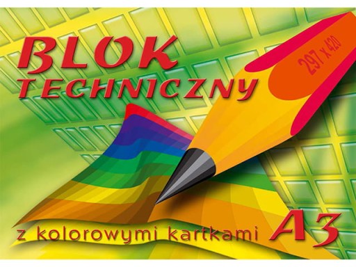 Technický blok A3, farebný kartón