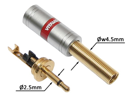 JACK konektor 2,5 mm 2P TS mono HQ CHROME VITALCO