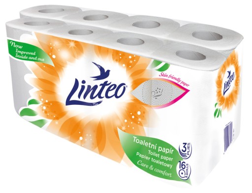 LINTEO Toaletný papier biely, 3-vrstvový, 16 roliek