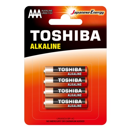 4x alkalické batérie TOSHIBA FINGERS LR03 AAA