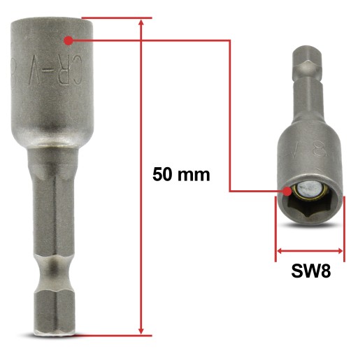 MAGNETICKÝ HROT SKRUTKOVAČOV PRE FARMÁROV M8x50